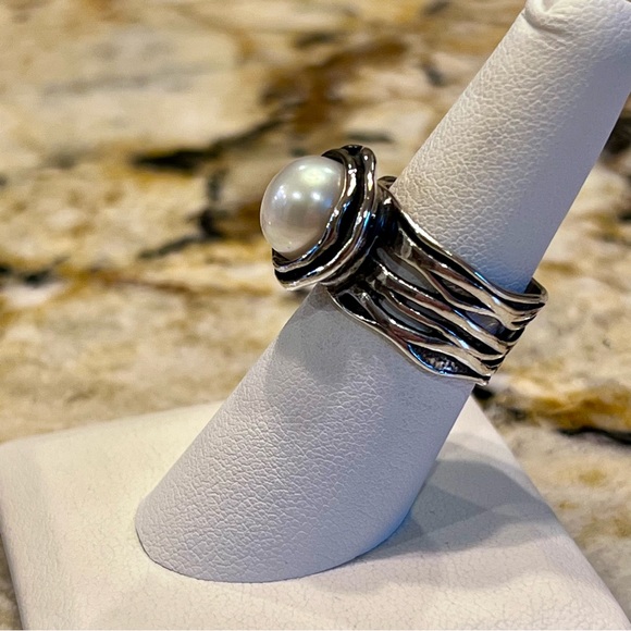 ⭐️ Israel Pearl Sterling Silver Ring Size 5.5/6 - Picture 7 of 14